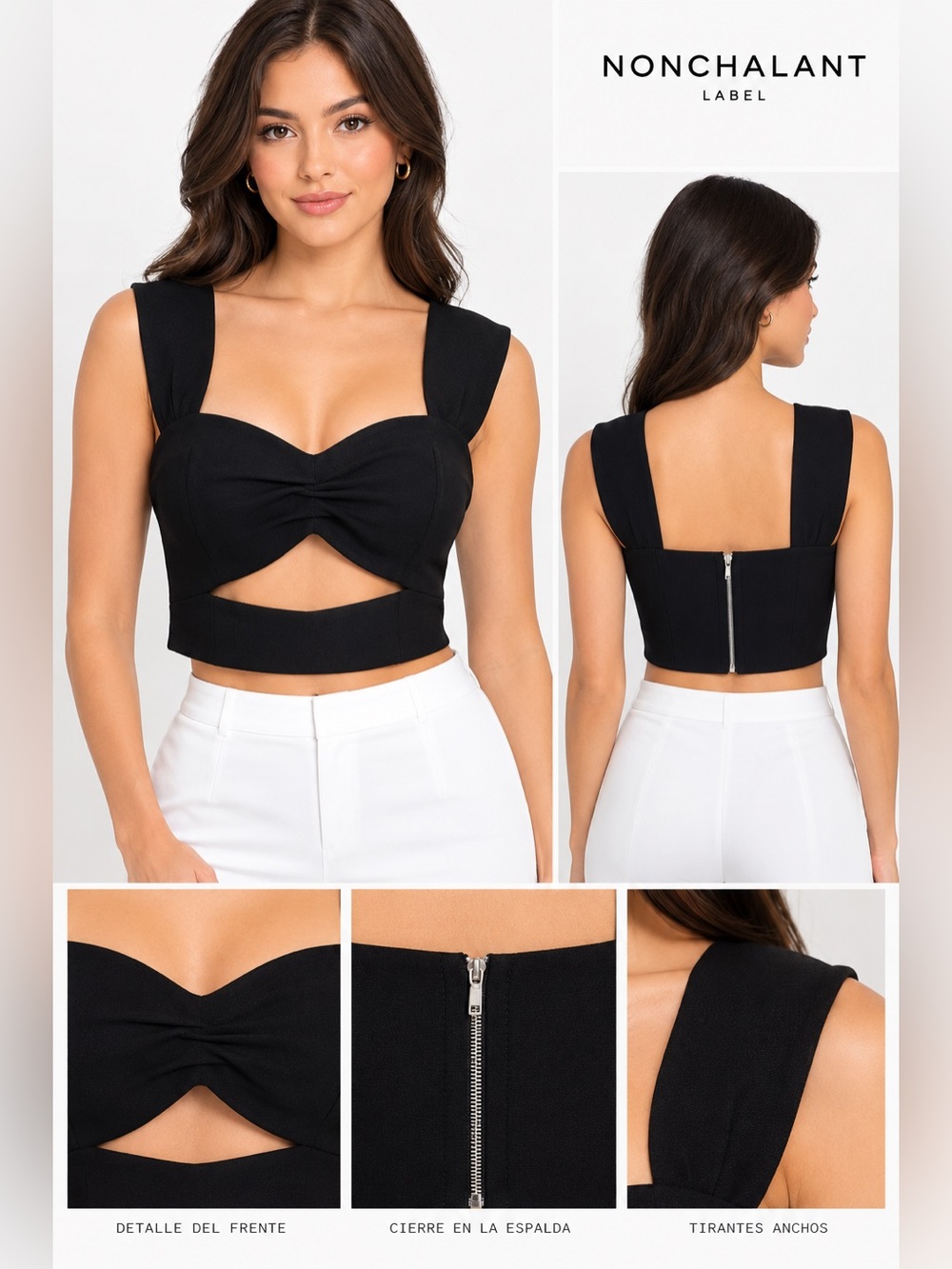 NONchalant Label Black Juliana Cutout Crop Top - Size L (EUC)